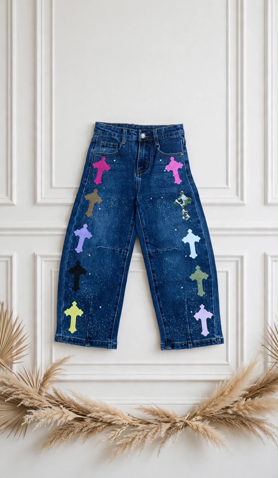 jeans croce brillantini