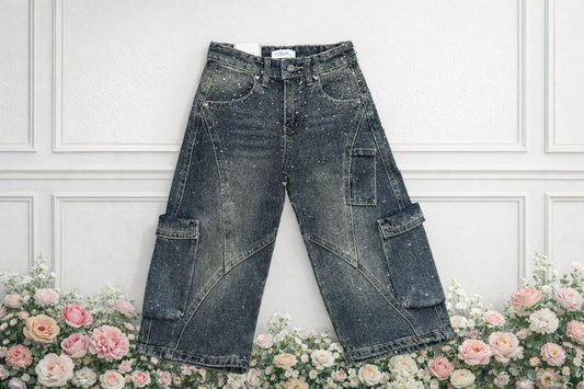 Jeans scuro brillantinato
