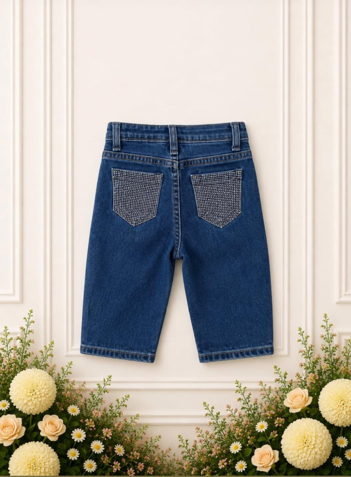 Jeans tasca brillantinata